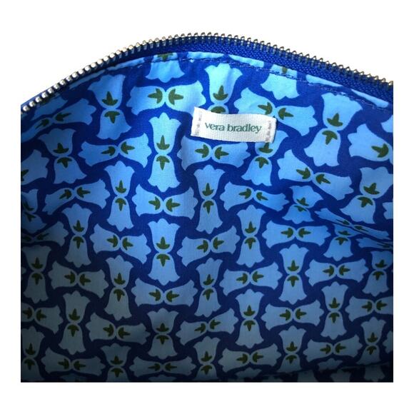 Vera Bradley Outlet Essential Pouch in Straw Beaucoup Blue Faux Leather Trim NWT - Picture 12 of 16